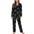 Tie Dye Weed Rainbow Leaf Long Sleeve Pajama Sets for Women Classic Sleepwear Nightwear Soft Pjs Lounge Sets