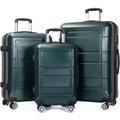 BuzToz Unisex Adult Luggage Hard Shell Suitcase with Spinner Wheels, TSA Lock,Lightweight, Durable, Dark Green, 3 Piece Set(20in24in28in), Dark Green, 3 Piece Set(20in24in28in), Luggage 3 Piece Sets