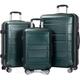 BuzToz Unisex Adult Luggage Hard Shell Suitcase with Spinner Wheels, TSA Lock,Lightweight, Durable, Dark Green, 3 Piece Set(20in24in28in), Dark Green, 3 Piece Set(20in24in28in), Luggage 3 Piece Sets