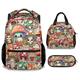 AJIUZI Mushroom Backpack with Lunch Box and Pencil Case Set, 3 in 1 Matching for Girls Boys Backpacks Combo, Aesthetic Bookbag and Pencil Case Bundle