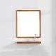 Bathroom mirror Teak Metal Wall Mirror, With Shelf, Wall Decorative Mirror for Bedroom Living Room Hallway Entryway, Rectangular Vanity Mirror Makeup Mirror, Self-adhesive Wall Mirror