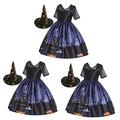 UPKOCH 3 Pcs Princess Prom Dress Bat Ghost Dress Witch Party Dress Hat Prom Ball Gown Girls Hat Girl Clothes Halloween Costume Black Hat Fashion Girls Dress Girl Hat Child Mask Printing