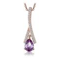 XqmarT Pear Shape Alexandrite Sapphire 925 Sterling Silver Pendant Necklace Women's Chainless Yellow Rose Gold (Rose Gold Plated)