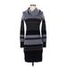 Ann Taylor LOFT Casual Dress - Sweater Dress Cowl Neck Long sleeves: Gray Print Dresses - Women's Size X-Small