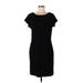 Boston Proper Casual Dress - Sheath Scoop Neck Short sleeves: Black Print Dresses - Women's Size Large