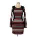 Ya Los Angeles Casual Dress - Sweater Dress: Burgundy Chevron/Herringbone Dresses - Women's Size Large