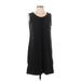 Lands' End Casual Dress - Shift Scoop Neck Sleeveless: Black Solid Dresses - Women's Size Small