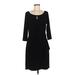 White House Black Market Casual Dress - Sheath Keyhole 3/4 sleeves: Black Print Dresses - Women's Size Medium