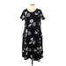 La Cera Casual Dress - Shift Scoop Neck Short sleeves: Black Print Dresses - Women's Size Large