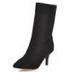 Lizoleor Women Mid Calf Pointed Toe Side Zip Leopard Booties Evening Party Fashion Stiletto High Heels Short Boots Dress Black Size 5 UK/39