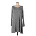 a.n.a. A New Approach Casual Dress - Mini Scoop Neck Long sleeves: Gray Marled Dresses - Women's Size Large