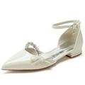 VACSAX Patent Leather Flats for Women Pointed Toe Comfortable Ankle Strap Black Flats for Women Casual Dress Wedding Flats Shoes,Beige,3 UK