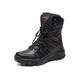 Attaeyru Men's Winter Combat Boots PU Leather Outdoor Hiking Shoes High Top Military Ankle Boots Lace Up 1#Black 11
