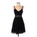 Express Cocktail Dress - Mini V Neck Sleeveless: Black Solid Dresses - Women's Size X-Small