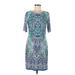 Liz Claiborne Casual Dress - Sheath Scoop Neck Short Sleeve: Blue Dresses - Women's Size 6