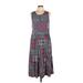 Emma & Michele Casual Dress - Midi: Gray Graphic Dresses - Women's Size Large