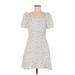 Ann Taylor LOFT Cocktail Dress - Mini Square Short sleeves: Ivory Polka Dots Dresses - Women's Size 6