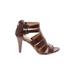 Liz Claiborne Heels: Brown Print Shoes - Women's Size 8 1/2 - Open Toe