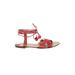 J.Crew Sandals: Red Print Shoes - Women's Size 9 - Open Toe