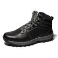 SKINII Men's Boots， Winter Warm Men's Boots Leather Plush Snow Boots Men's Handmade Waterproof High-top Men's Work Shoes (Color : Black, Size : 6.5)