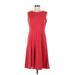 Anne Klein Casual Dress - A-Line Crew Neck Sleeveless: Red Print Dresses - Women's Size 6