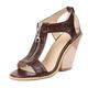 Womens Chunky Heeled Sandals Open Toe High Heels Zipper Embellished Wedge Sandals Wedding Party Pumps Shoes,Brown,35