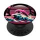 Retro Palm Sunset Dolphin Tee 80er 90er Jahre Vaporwave Glitch Art PopSockets mit austauschbarem PopGrip