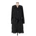 Jennifer Lopez Cocktail Dress - Shirtdress: Black Stripes Dresses - Women's Size Large