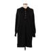 Lou & Grey Casual Dress - Shirtdress High Neck Long sleeves: Black Print Dresses - Women's Size Medium