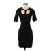 Kardashian Kollection Casual Dress - Bodycon Crew Neck Short sleeves: Black Solid Dresses - Women's Size Medium