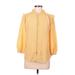 LC Lauren Conrad 3/4 Sleeve Button Down Shirt: Yellow Polka Dots Tops - Women's Size Medium