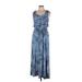 Style&Co Casual Dress Scoop Neck Sleeveless: Blue Tie-dye Dresses - Women's Size Medium