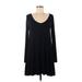 Garage Casual Dress - A-Line V-Neck Long sleeves: Black Solid Dresses - Women's Size Medium