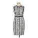 Sears Casual Dress - Sheath High Neck Sleeveless: Gray Stripes Dresses - Women's Size 10