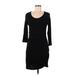 Express Casual Dress - Bodycon Scoop Neck 3/4 sleeves: Black Solid Dresses - Women's Size Medium