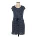 Levi's Casual Dress - Mini Scoop Neck Short sleeves: Blue Print Dresses - Women's Size Medium