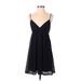 Express Cocktail Dress - Mini Plunge Sleeveless: Black Print Dresses - Women's Size Small