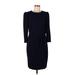 DKNY Casual Dress - Sheath Crew Neck Long sleeves: Blue Solid Dresses - Women's Size 10