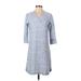 T by Talbots Casual Dress - Shift V-Neck 3/4 Sleeve: Blue Marled Dresses - Women's Size P