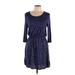 12pm by Mon Ami Casual Dress: Blue Marled Dresses - Women's Size Large