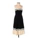 White House Black Market Cocktail Dress - Midi: Black Damask Dresses - Women's Size 2