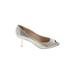 Jimmy Choo Heels: Pumps Kitten Heel Cocktail Silver Shoes - Women's Size 35.5 - Peep Toe