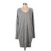 Athleta Casual Dress - Sweater Dress Scoop Neck Long sleeves: Gray Marled Dresses - Women's Size Small