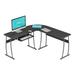 L Shaped Modern Computer Home Office Gaming Desk with Keyboard Tray and Cable Management, Easy Assembly, Black