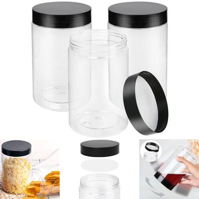 27oz Clear Plastic Jars with Screw-On Lids - 3-Pack