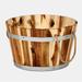 9.5" Natural Acacia Wood Barrel Planter with Rope Handles - 9.5