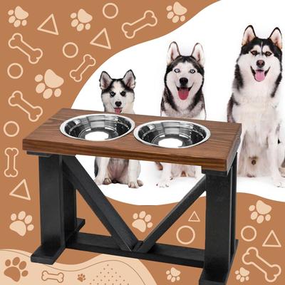 Bearwood Essentials Elevated Dog Feeder Bowls - Raised Dog Bowl Feeder with Stand - Includes 2 Stainless Steel Bowls