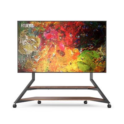 FITUEYES Modern TV Stand for 75-100 inch TV Floor TV Cart with Wooden Storage Shelves