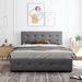 Queen Size Upholstered Platform Bed with Tufted Headboard, Wood Bed Frame with 4 Drawers for Teens Adults, No Box Spring Needed