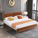 Metal Frame Platform Bed with Steamed Bread Shaped Sponge Soft Bag Headboard Footboard Solid Wood Ribs Slat Support Bed